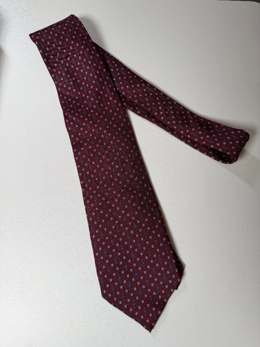 Vintage Givenchy Silk Tie Burgundy Horse Bit Print Necktie Work Career Designer
